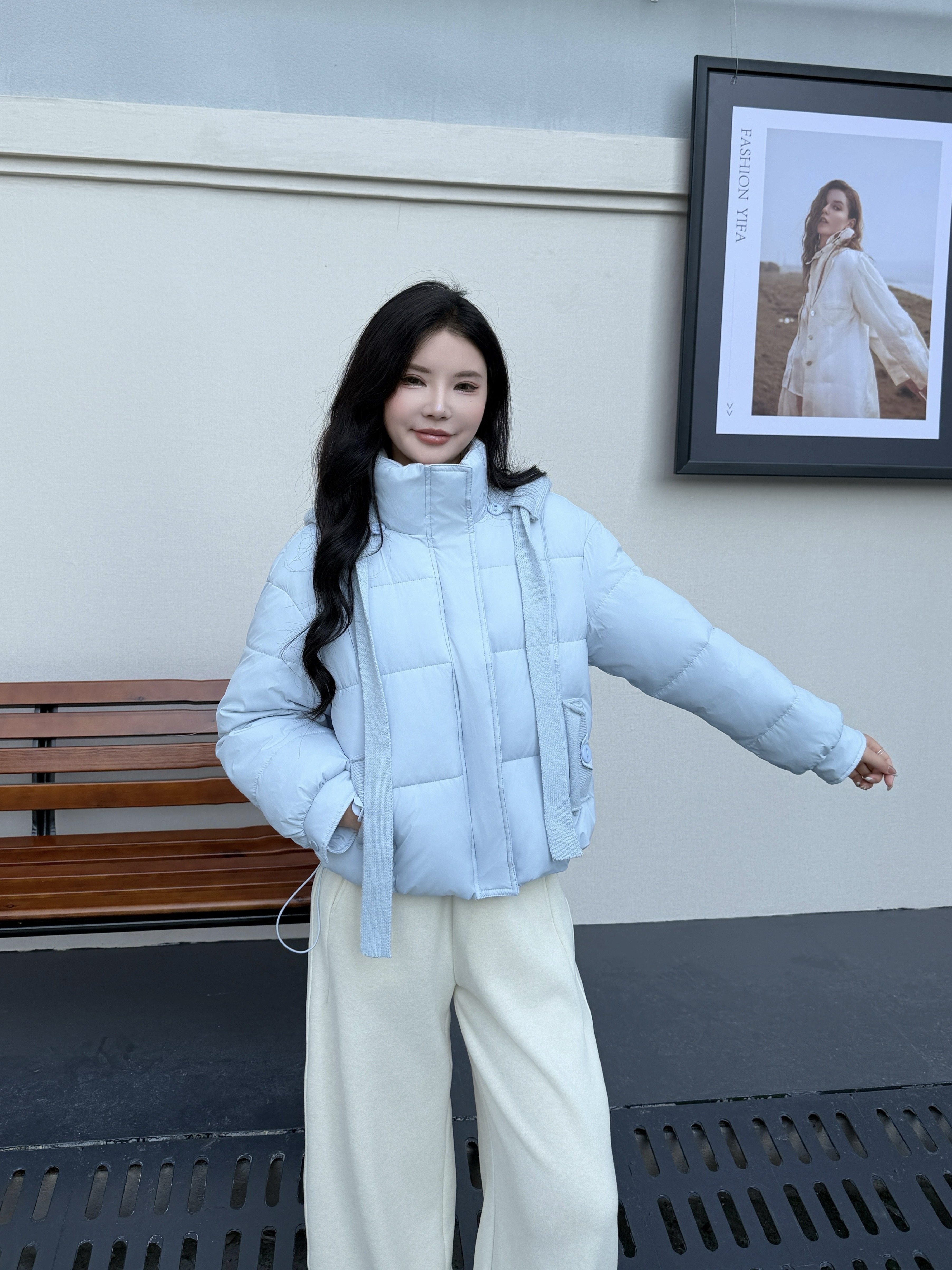 糖果色带帽棉衣女短款2025冬新时尚洋气韩版高级感面包服外套S158