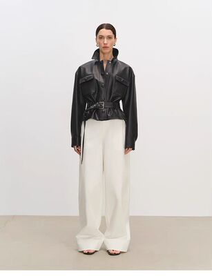 宋佳同款2025秋新款短款收腰系PU皮衣女小外套