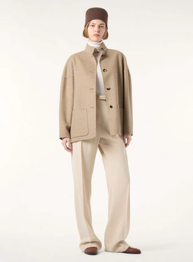 意大利轻奢LP女装外套立领双层羊绒单排扣夹克25新款