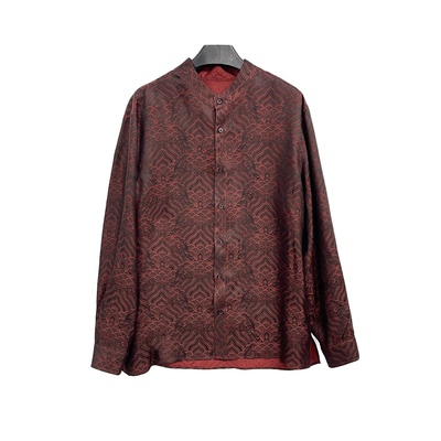 B26123-新款男士桑蚕丝江海云崖缇花香云纱双面穿衬衫外套