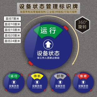 亚克力设备状态标识牌强磁旋转式设备铭牌运行维修指示标志牌定制