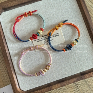 手工编织手绳可串珠转运珠3毫米粗小红书同款 桃花手链 推荐