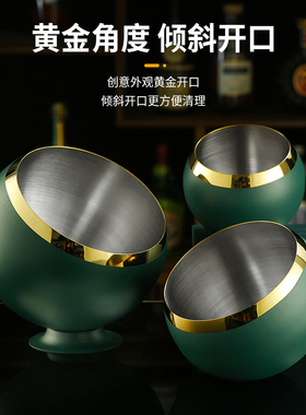 不锈钢墨绿色桌面垃圾桶家用办公室几台面收纳桶烟盅酒吧KTV烟缸