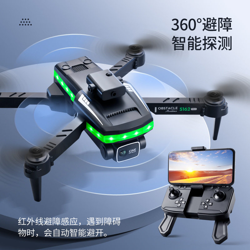 S162 드론 360도 장애물 회피 4K 듀얼 카메라 접이식 원격 제어 항공기 롤링 쿼드콥터 드론