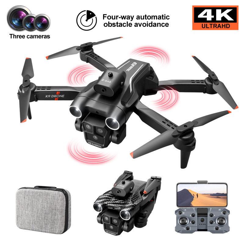 K9 MAX 3개 카메라 장애물 회피 드론 수평 스크린 및 수직 스크린 촬영 광학 흐름 전자 제어 항공 사진 쿼드콥터 드론 드론