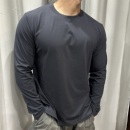 休闲百搭运动健身打底衫 t恤男简约修身 体恤上衣 纯棉圆领长袖 秋季