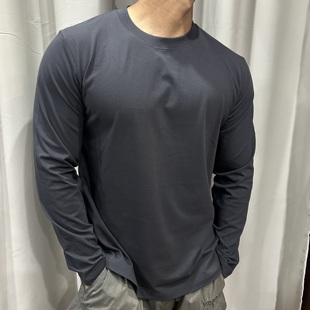 秋季纯棉圆领长袖t恤男简约修身休闲百搭运动健身打底衫体恤上衣
