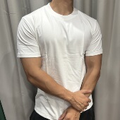 宽松圆领纯色打底上衣半袖 纯棉运动T恤短袖 男健身休闲衣服修身 夏