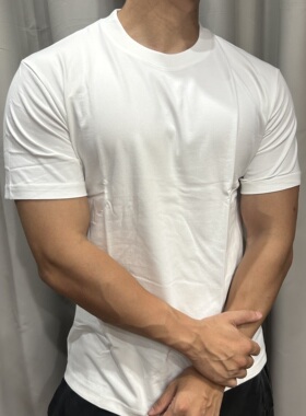 纯棉运动T恤短袖男健身休闲衣服修身宽松圆领纯色打底上衣半袖夏