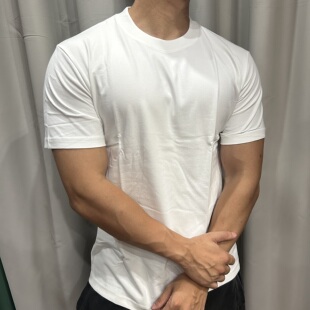 纯棉运动T恤短袖男健身休闲衣服修身宽松圆领纯色打底上衣半袖夏