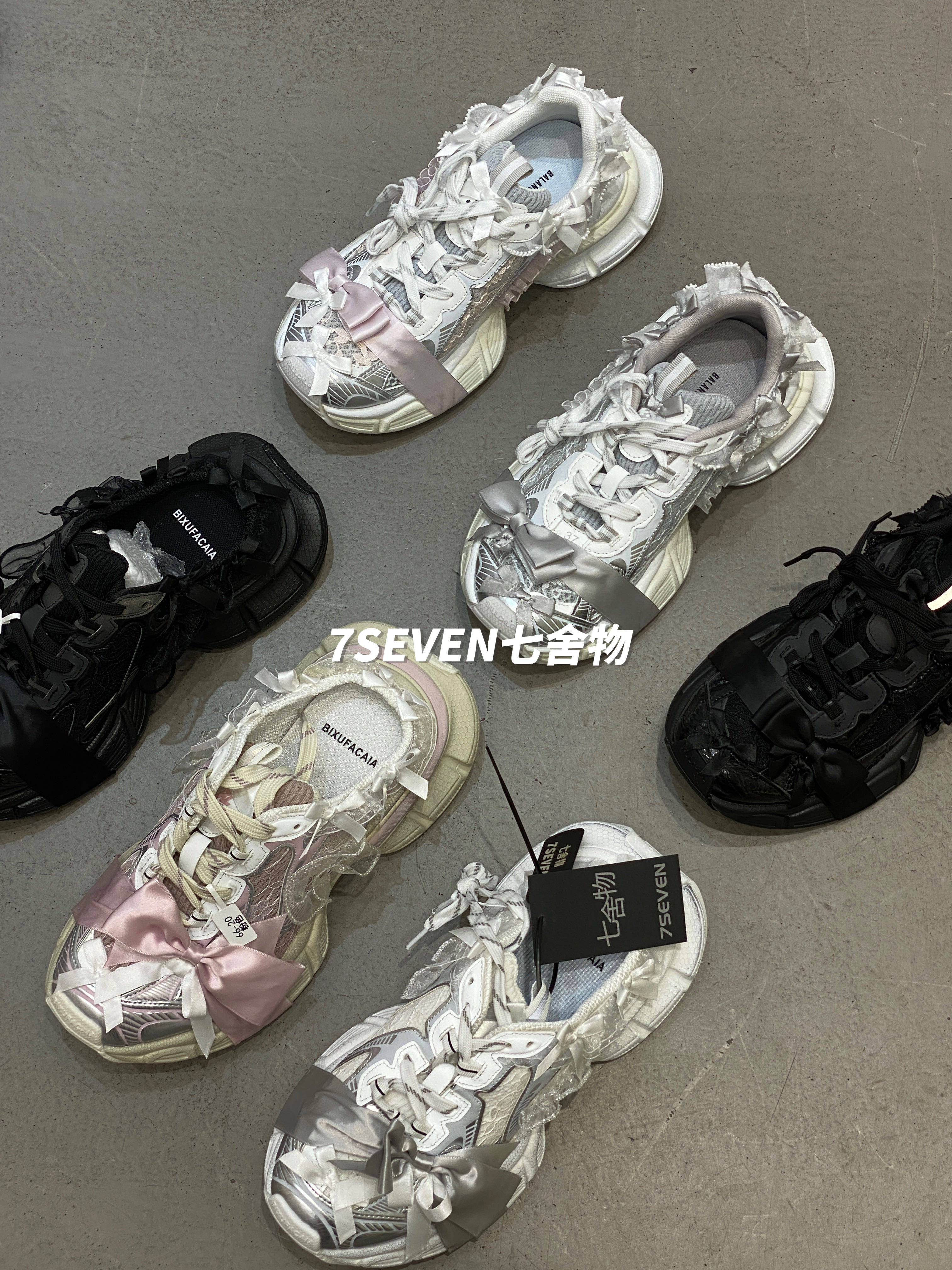 韩国东大门2026新款蕾丝蝴蝶结老爹鞋包头拖鞋休闲厚底增高运动鞋