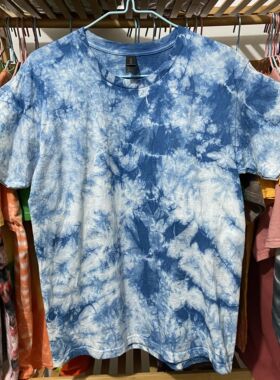 indigo纯棉蓝染T恤短袖夏季宽松扎染草木染板蓝根染云南