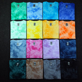 手工扎染T恤纯棉短袖 tee夏男女原创经典 浅色圆领夏休闲运动Gildan