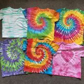 彩虹休闲tee短袖 儿童纯棉手工扎染T恤1 3岁宝宝夏季 圆领