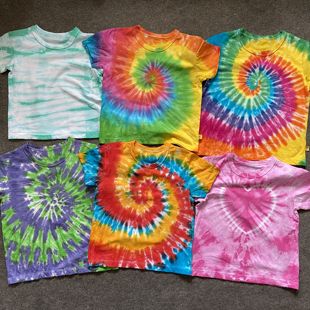 圆领 彩虹休闲tee短袖 儿童纯棉手工扎染T恤1 3岁宝宝夏季