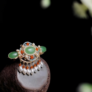 汉服头饰女古风发夹后压流苏步摇明制宋制珍珠边夹日常百搭配饰品