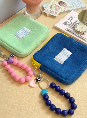 SEEUSODA/原创春夏薄荷绿少女化妆包可爱护照包卫生巾巾收纳包