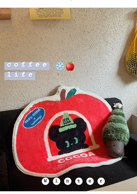 SEEUSODA/原创联名可爱苹果圣诞地垫防滑地毯入户门垫子挂毯双用