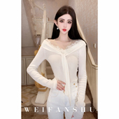 凡舒轻奢 梦中星河2026年早春新款 纯欲设计感系带蕾丝拼接上衣