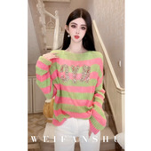 凡舒轻奢 百搭上衣 气毛衣时尚 芭乐狂想2026年秋冬新款 彩色撞色元