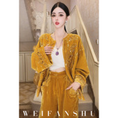 日进斗金2025年秋冬新款 重工高级感新中式 丝绒套装 凡舒轻奢 时尚