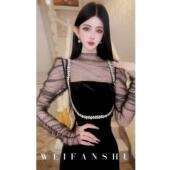 设计感性感时尚 凡舒轻奢 雾夜美人2025年秋冬新款 私定网纱上衣