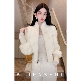 凡舒轻奢 时髦气质丹麦进口水貂外套百搭 淡颜千金2025年秋冬新款