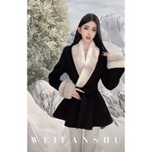 凡舒轻奢 御姐法则2025年秋冬新款 贵气羊绒羊毛拼领水貂大衣外套