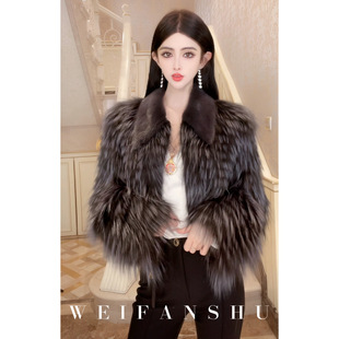 凡舒轻奢 冬季魁北克2026年秋冬新款狐狸毛拼水貂领外套时髦百搭