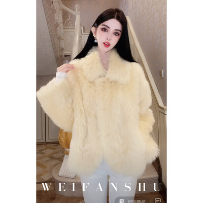 凡舒轻奢 晨雾童话2025年秋冬新款羊毛托卡皮毛一体天然皮草外套