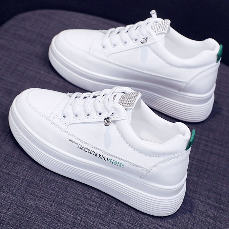 水钻内增高小白鞋厚底板鞋休闲