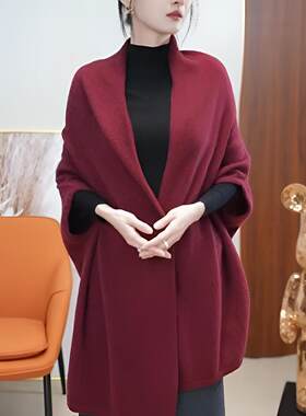蝙蝠袖斗篷披肩外套针织衫女开衫中长款毛衣休闲宽松显瘦气质X83