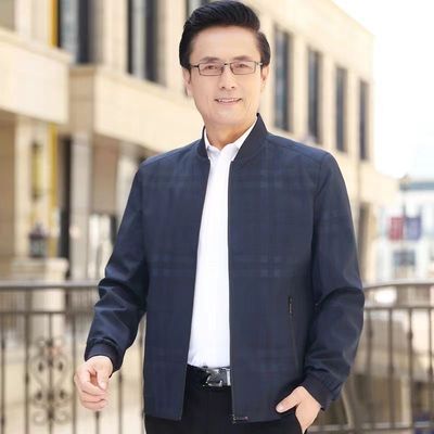 中年男士夹克衫春秋季薄款中老年爸爸装休闲外套老年人上衣棒球服