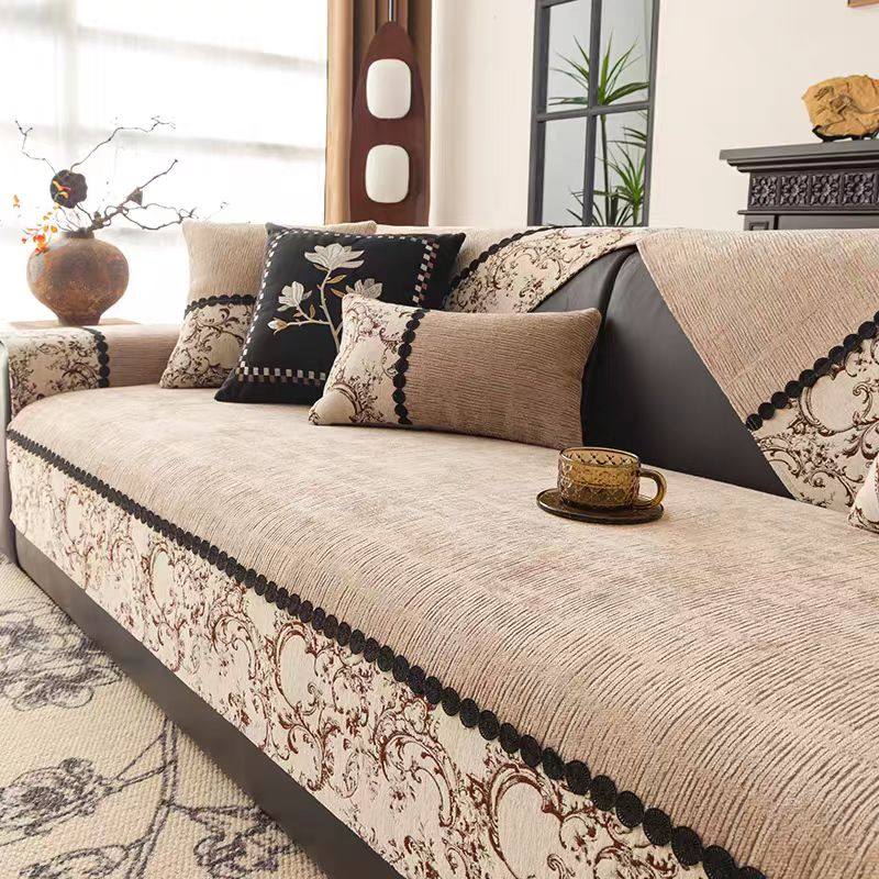 复古高级感沙发垫2025年新款四季通用雪尼尔固定防滑坐垫子盖布巾