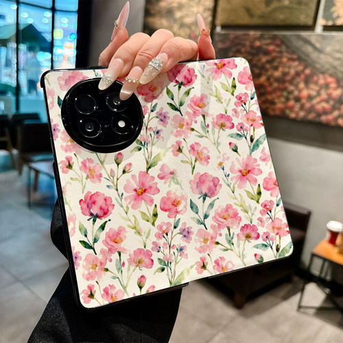 粉色小碎花适用OPPO Find N5手机壳FIND N6新款折叠屏N4高档防摔保护套创意高级感磁吸休眠翻盖皮纹