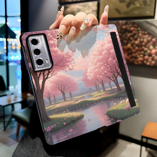 樱花公园适用华为荣耀MAGIC V6 V3 Vs3手机壳MAGIC V5V2 Vs2新款折叠屏高级感磁吸休眠翻盖皮纹保护套
