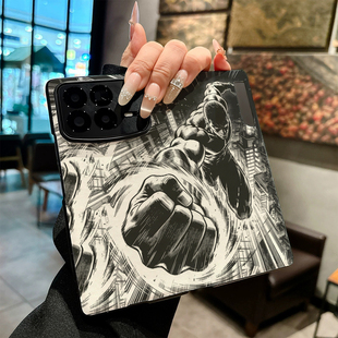 一拳超人适用小米MIXFold4手机壳新款fold4女商务高级感折叠壳Fold4视窗翻盖皮套防摔保护套