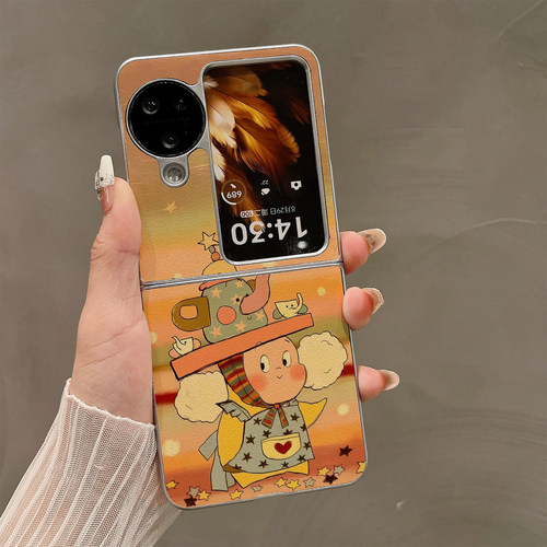 顶盘星星人适用OPPOFindN3flip手机壳折叠屏保护套新款气质findn2flip高档奢华电镀全包保护壳