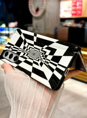 简约黑色格调适用三星Galaxy Z Fold5手机壳Z Fold7新款Fold6折叠屏Fold3防摔保护套质感高级感皮纹磁吸