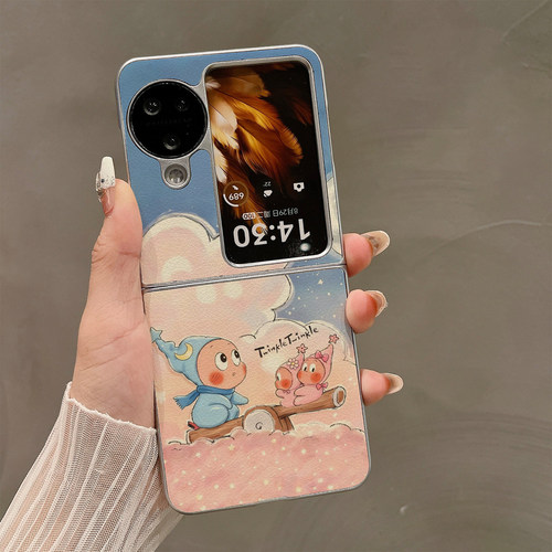 跷跷板星星人适用OPPOFindN3flip手机壳折叠屏保护套新款气质findn2flip高档奢华电镀全包保护壳