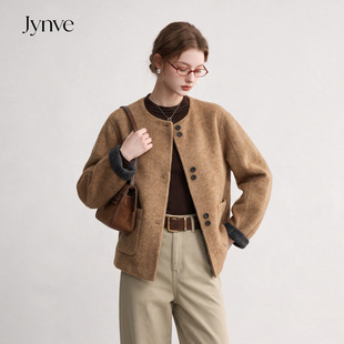 Jynve 两面穿双面羊绒大衣女短款2026秋冬季气质高级感羊毛呢外套