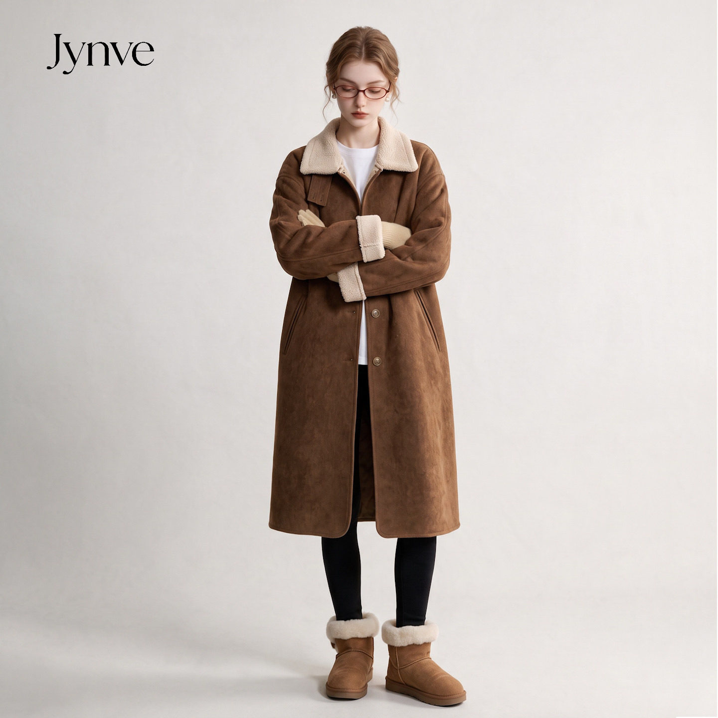 Jynve 美拉德中长款麂皮绒羊羔毛外套女2026冬季加厚皮毛一体大衣