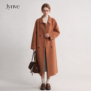 Jynve 橘色双面羊绒大衣女2026秋冬高级感巨好看中长款羊毛呢外套
