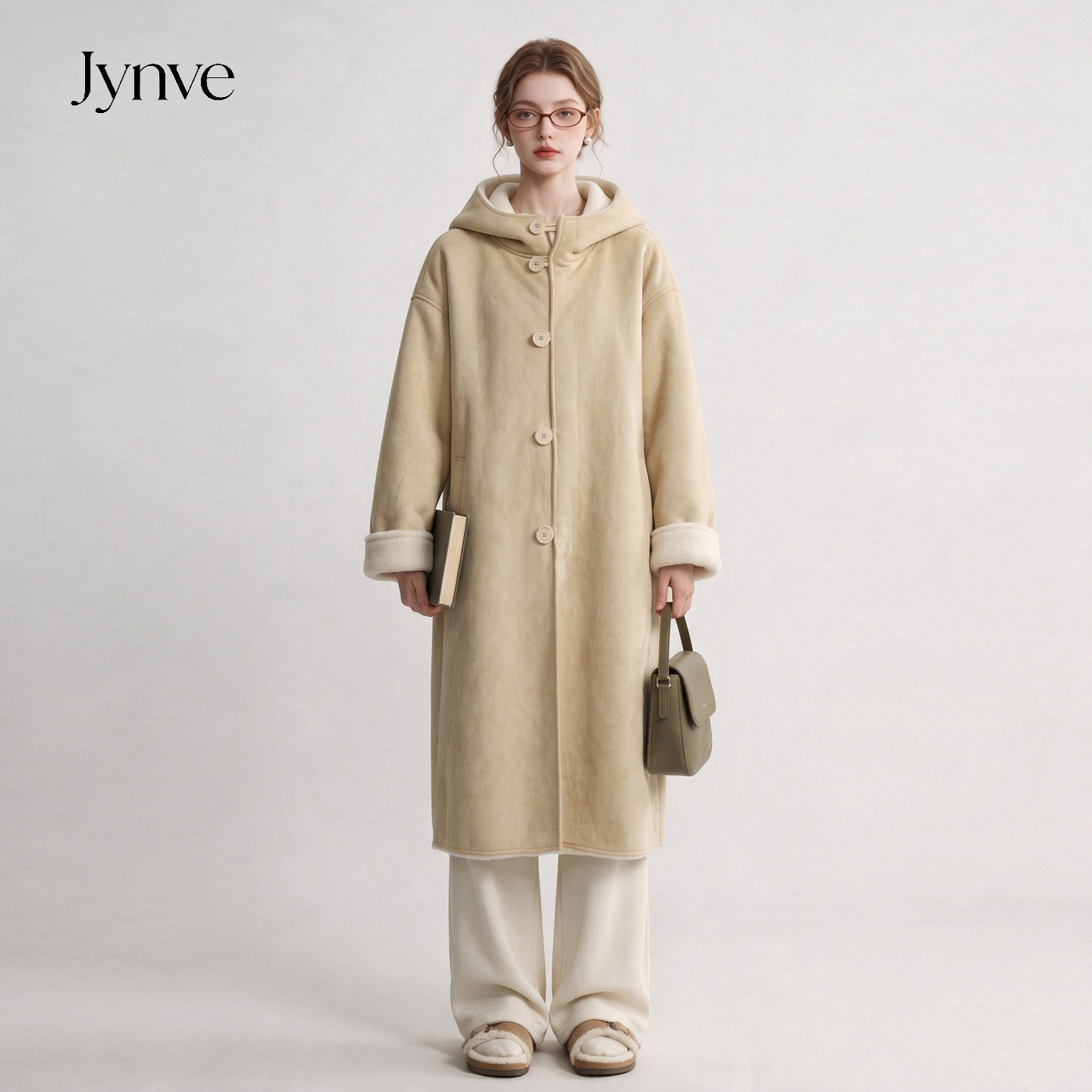 Jynve 超好看皮毛一体羊羔毛外套女2026秋冬中长款麂皮绒加绒大衣