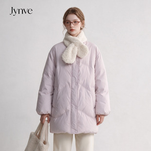 Jynve 香芋紫羽绒服女2026冬新款软糯围脖巨好看宽松保暖加厚外套