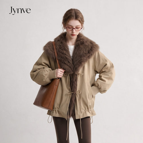 真狐狸毛90白鸭绒保暖羽绒服