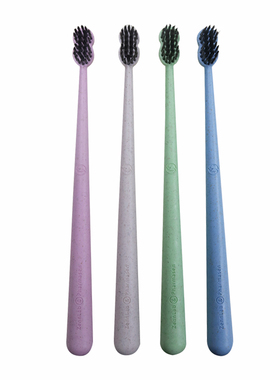 健俪康 小麦秸秆牙刷8字小头软毛成人竹炭4支超细软家庭装牙刷