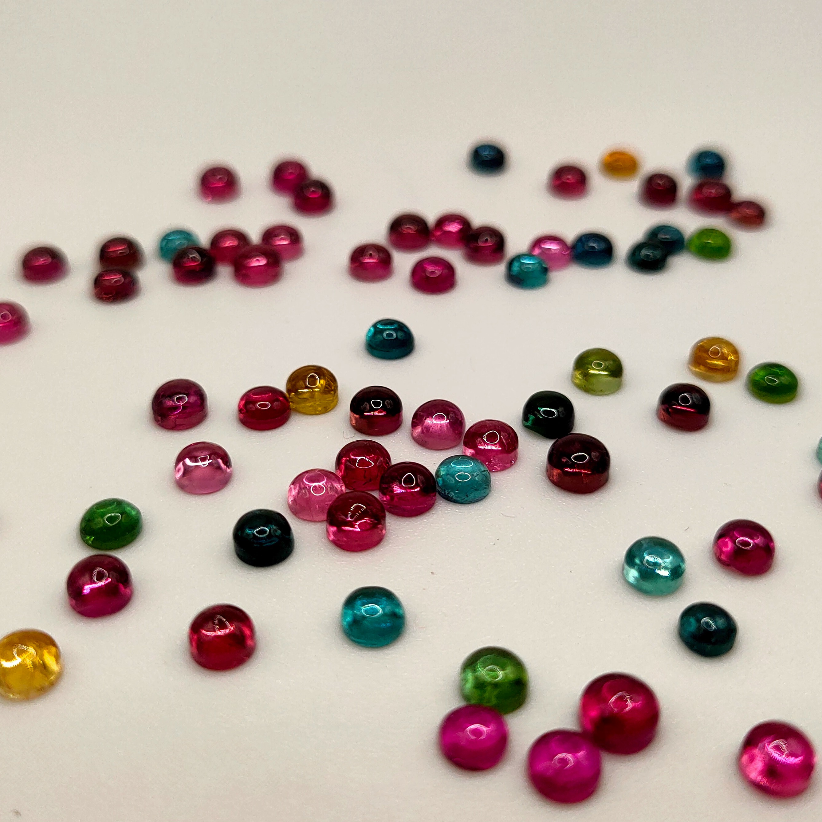 厂家直销彩色天然碧玺素面半圆蛋面3mm 1件10颗
