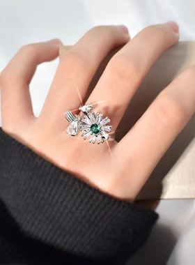微镶蜜蜂小雏菊戒指女ins风可旋转创意食指戒抖音同款百搭手饰品