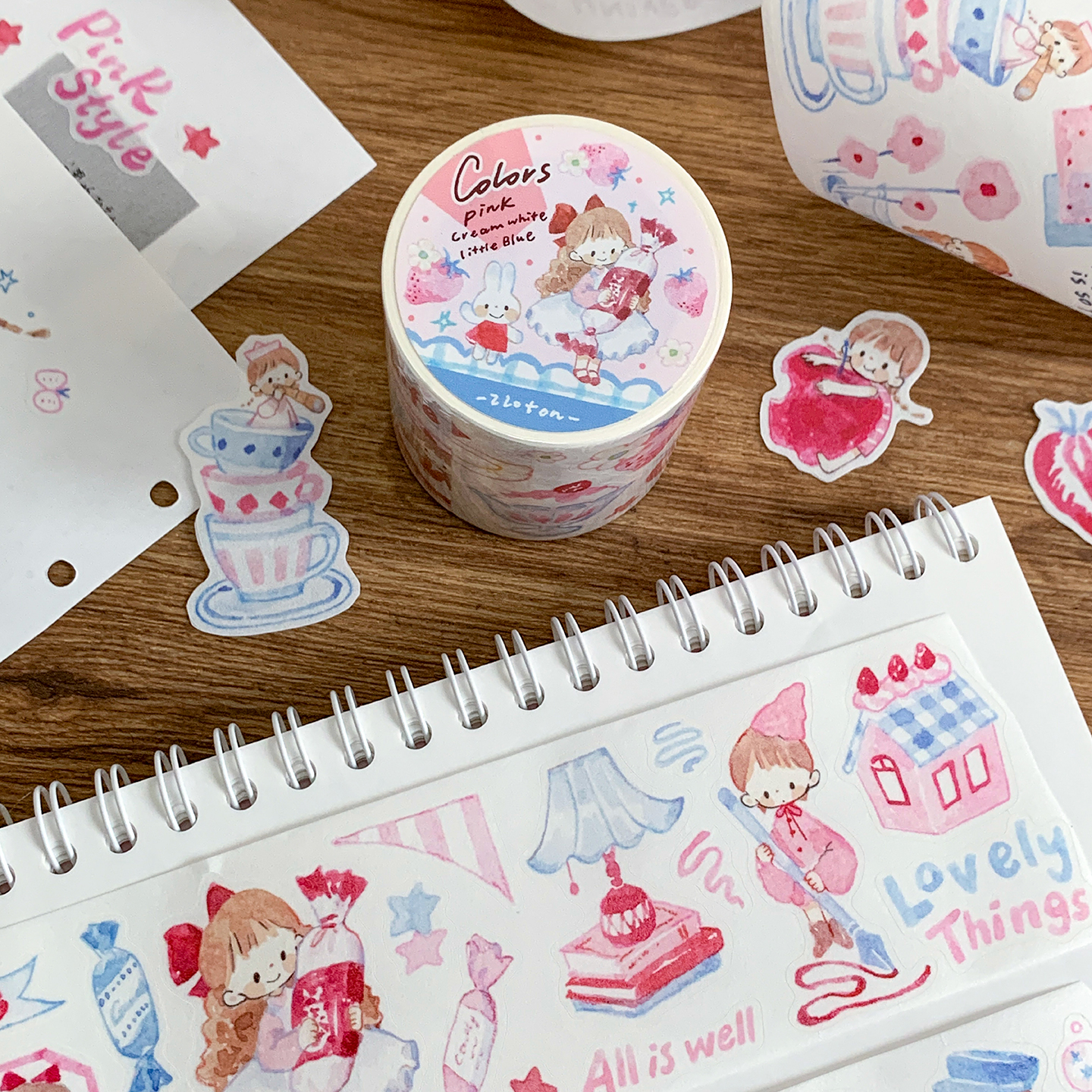 卓大王胶带配色系列莓红奶油盐蓝